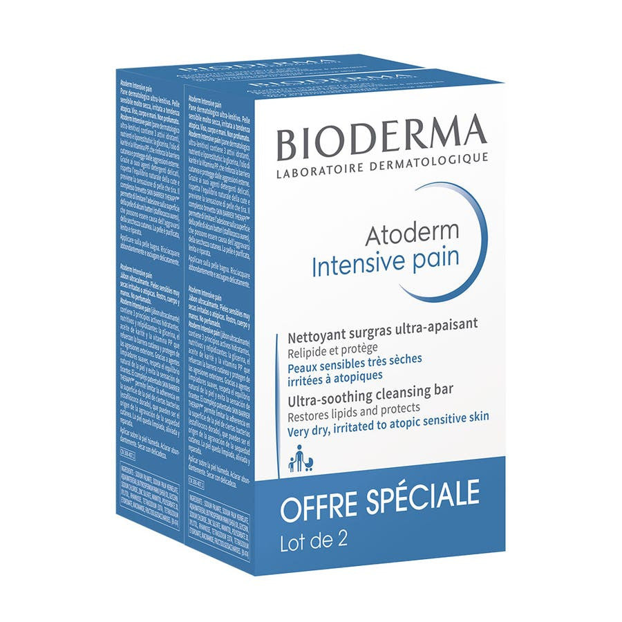 Bioderma Atoderm Pain Nettoyant Surgras Intensif Peaux Sèches 150 g x2 (5,29 oz x2) 