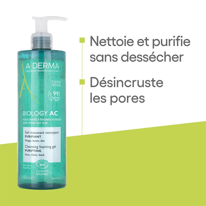 A-Derma Phys-AC Purifying Foaming Gel for Acne-Prone Skin 400ml (13.52 fl oz)
