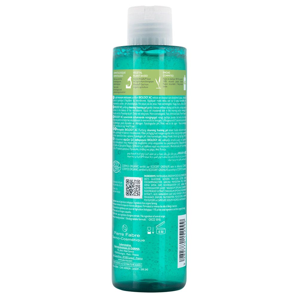 A-Derma Biology AC Purifying Foaming Gel Oily acne-prone skin 200ml (6.76fl oz)