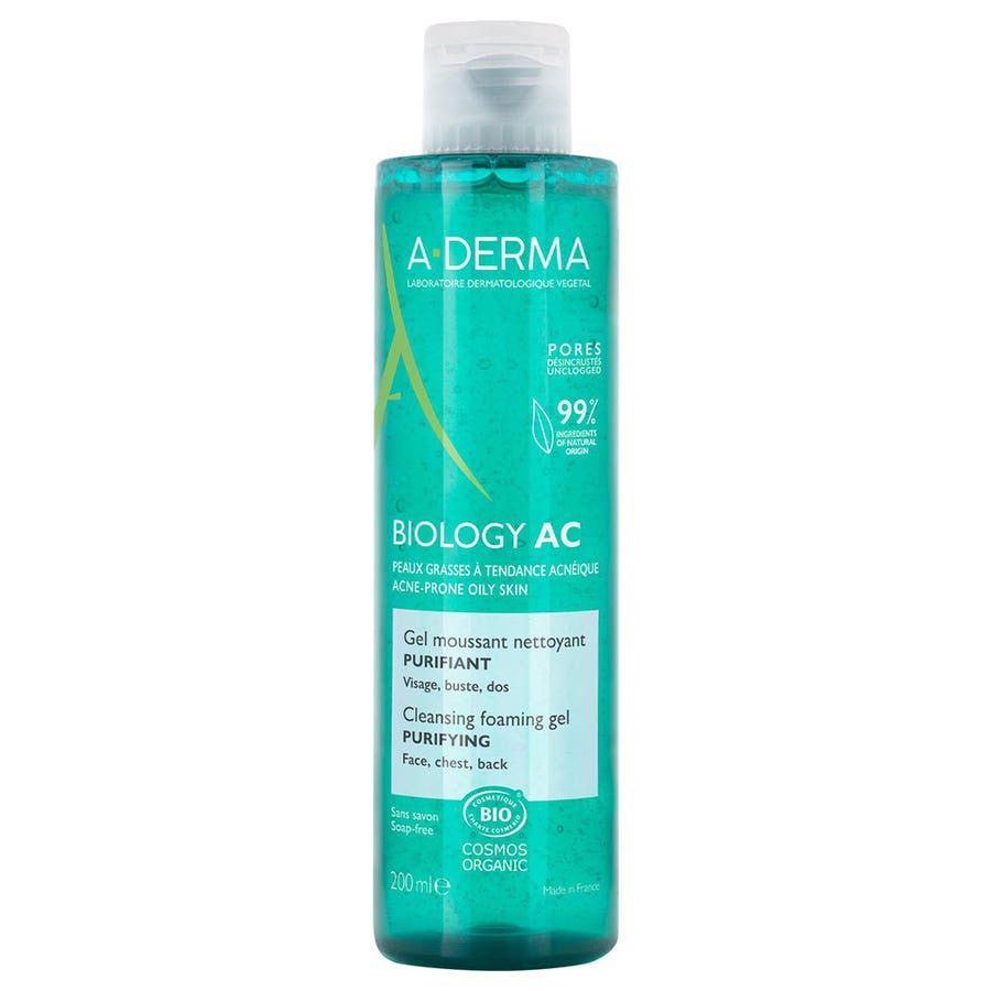 A-Derma Biology AC Gel Moussant Purifiant Peaux Grasses à Tendance Acnéique 200 ml (6,76 fl oz) 