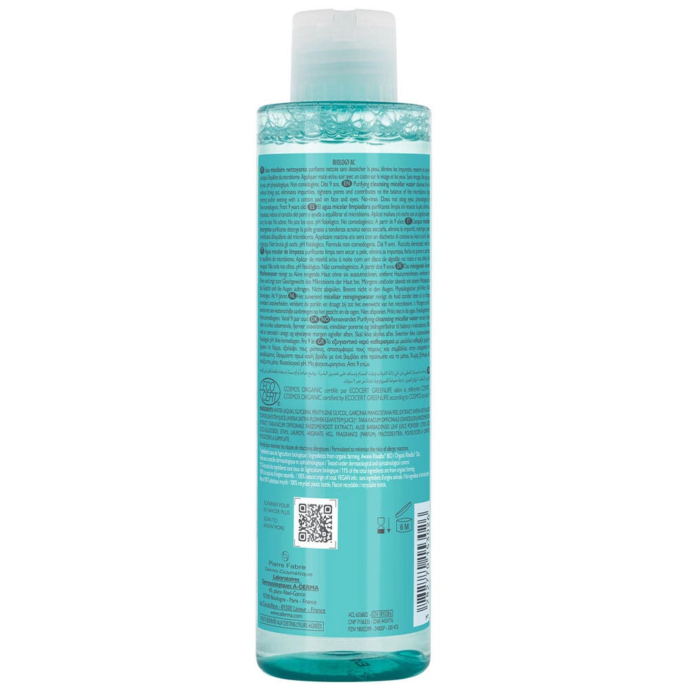 A-Derma Biology AC Purifying Micellar Water Bio 200ml (6.76fl oz)