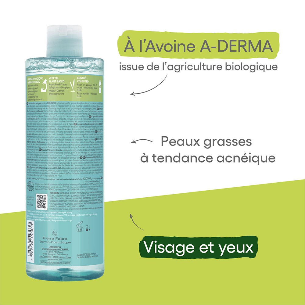 A-Derma Biology AC Purifying Micellar Water Bio 400ml (13.52fl oz)