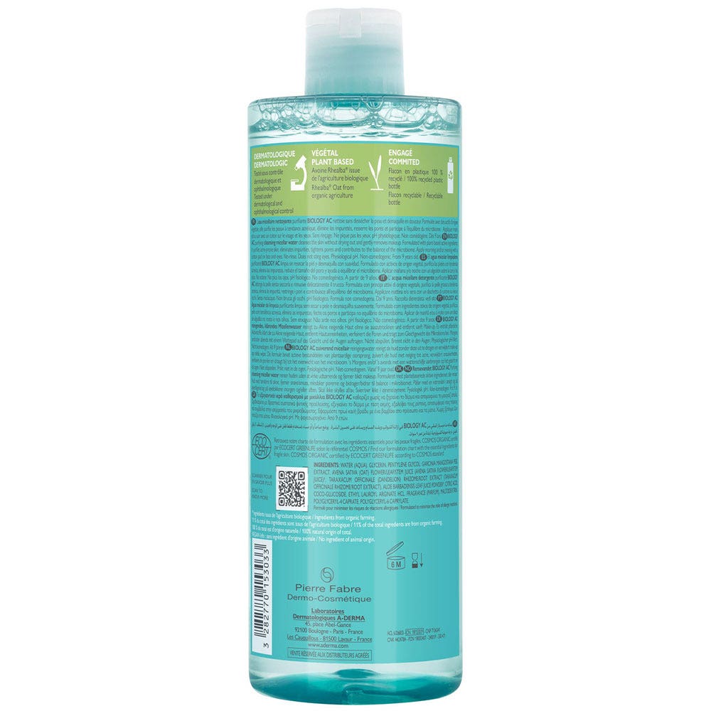 A-Derma Biology AC Purifying Micellar Water Bio 400ml (13.52fl oz)