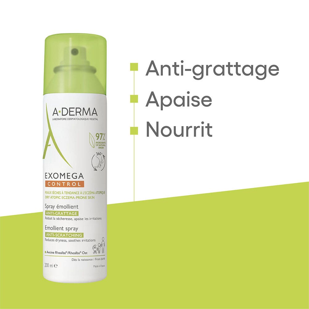 A-Derma Exomega Control Anti-Scratching Emollient Spray Dry Skin prone to Atopic Eczema 200ml (6.76fl oz)