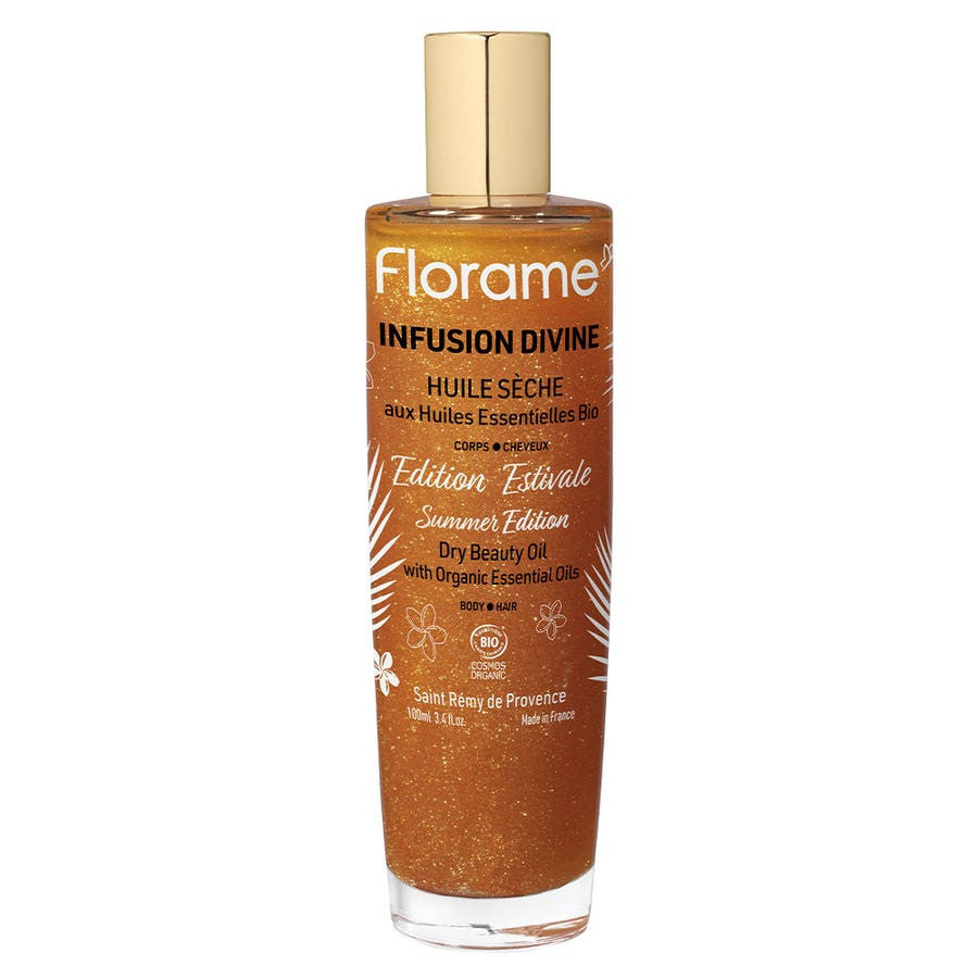 Florame Infusion Huile Sèche Beauté Divine 100 ml (3,38 fl oz) Édition Été aux Huiles Essentielles Bio 