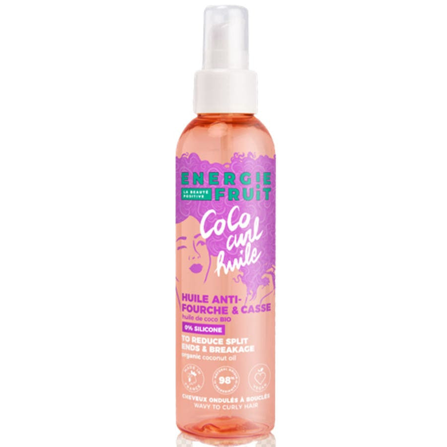 Huile anti-frisottis et anti-casse Energie Fruit Coco Curl pour cheveux ondulés à bouclés 150 ml (5,07 fl oz) 