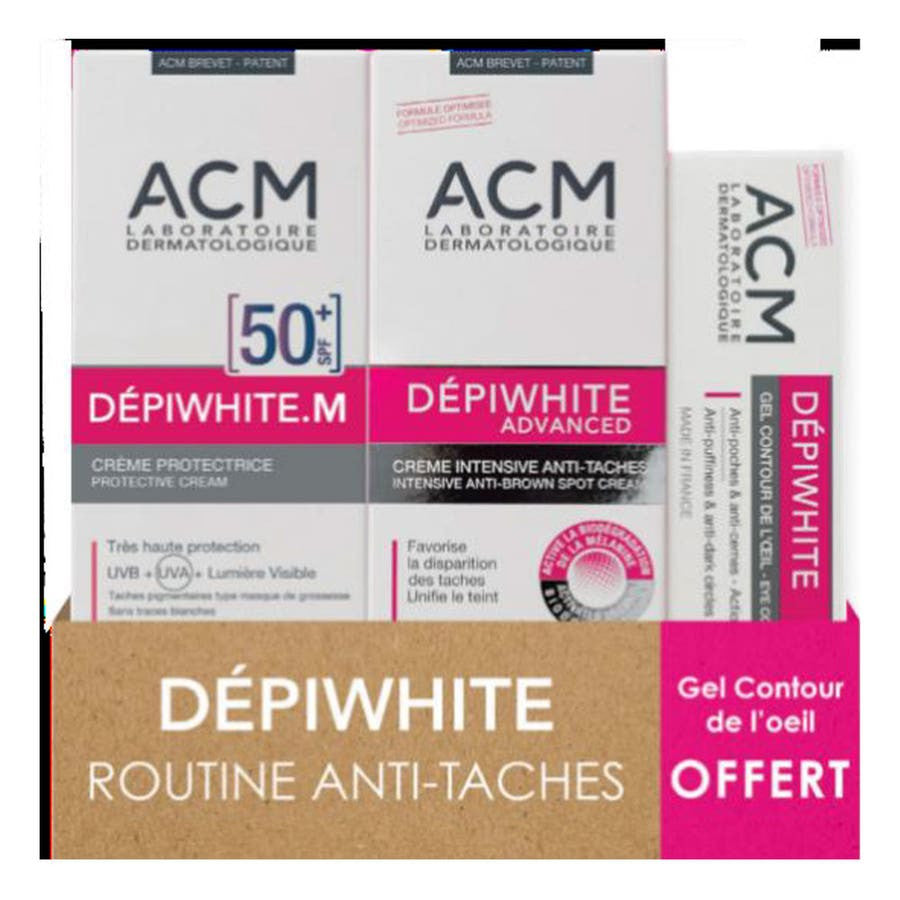 Crème intensive anti-taches et protectrice SPF 50 Acm Depiwhite.M + Crème contour des yeux offerte 