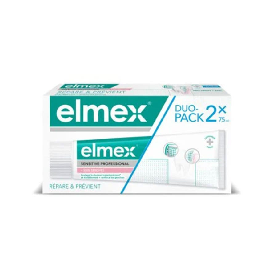 Dentifrice Elmex Sensitive Professional Gum Care 75 ml x2 (2,53 fl oz x2) 