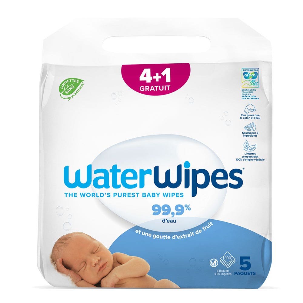 Waterwipes Baby Wipes 4x60 + 1 Free