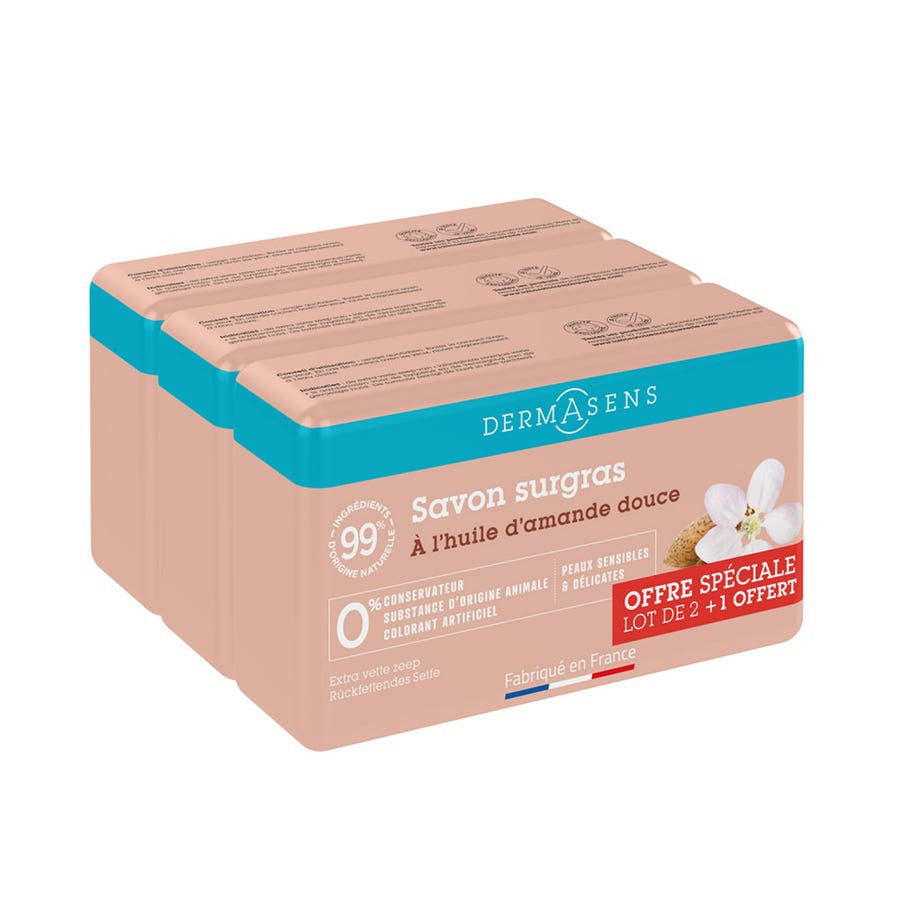 Dermasens Pain de savon surgras Amande Douce 200g x3 (7,05 oz x3) 