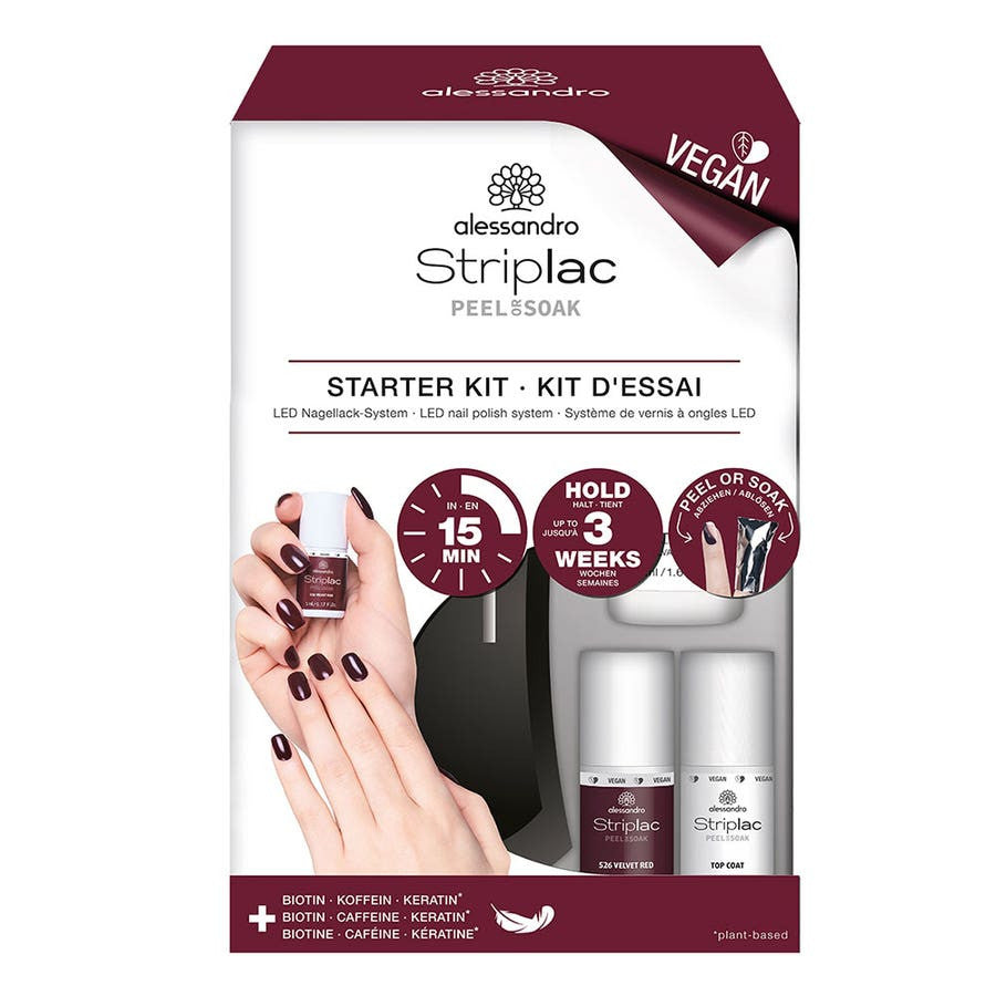 Kit de démarrage Alessandro Striplac Peel or Soak Vernis à ongles gel semi-permanent 