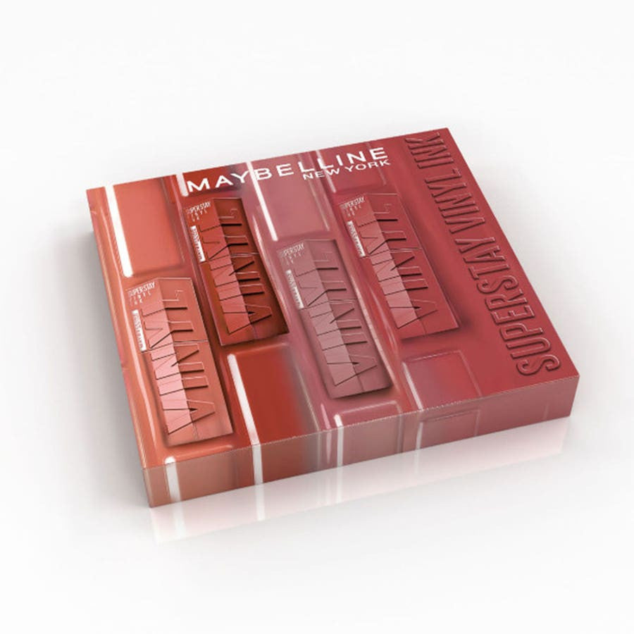 Coffret cadeau Maybelline New York Superstay Vinyl Ink Nude Shock, 4 rouges à lèvres 4,2 ml x 4 (0,14 fl oz x 4) 