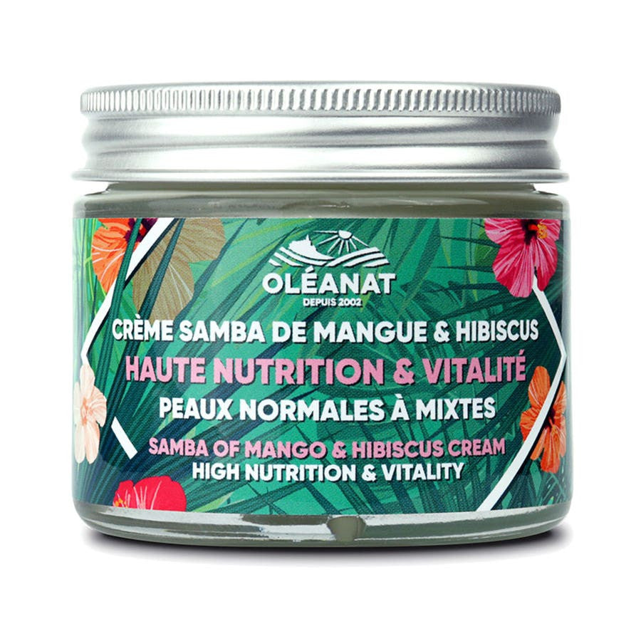 Oleanat Crème Hydratante Haute Nutrition et Vitalité Mangue Bio et Hibiscus Samba 50 ml (1,69 fl oz) 