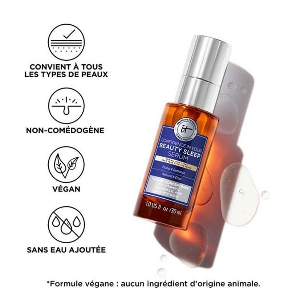 IT Cosmetics Confidence in Serum Night Radiance and Rebound Care With Vitamin C for All Skin Types 30ml (1.01 fl oz)