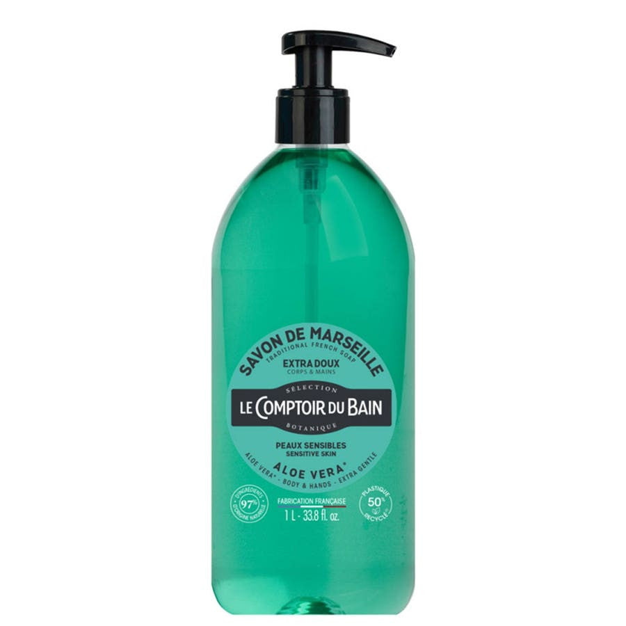 Le Comptoir Du Bain Savon de Marseille Savon Corps et Mains Peau Sensible 1L (33.81 fl oz) 