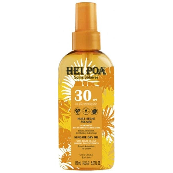 Huile sèche au monoï de tiaré Hei Poa SPF30 150 ml 