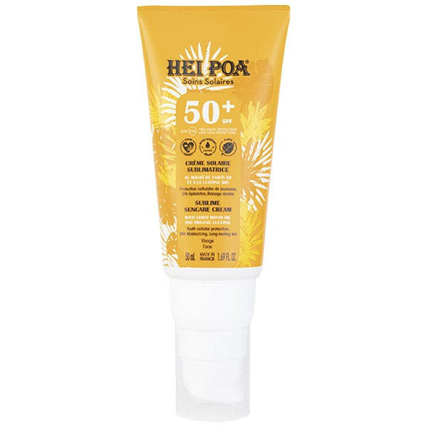 Hei Poa SPF50+ Crème Solaire Sublimatrice Visage au Monoï de Tahiti AO 50 ml (1,69 fl oz) 