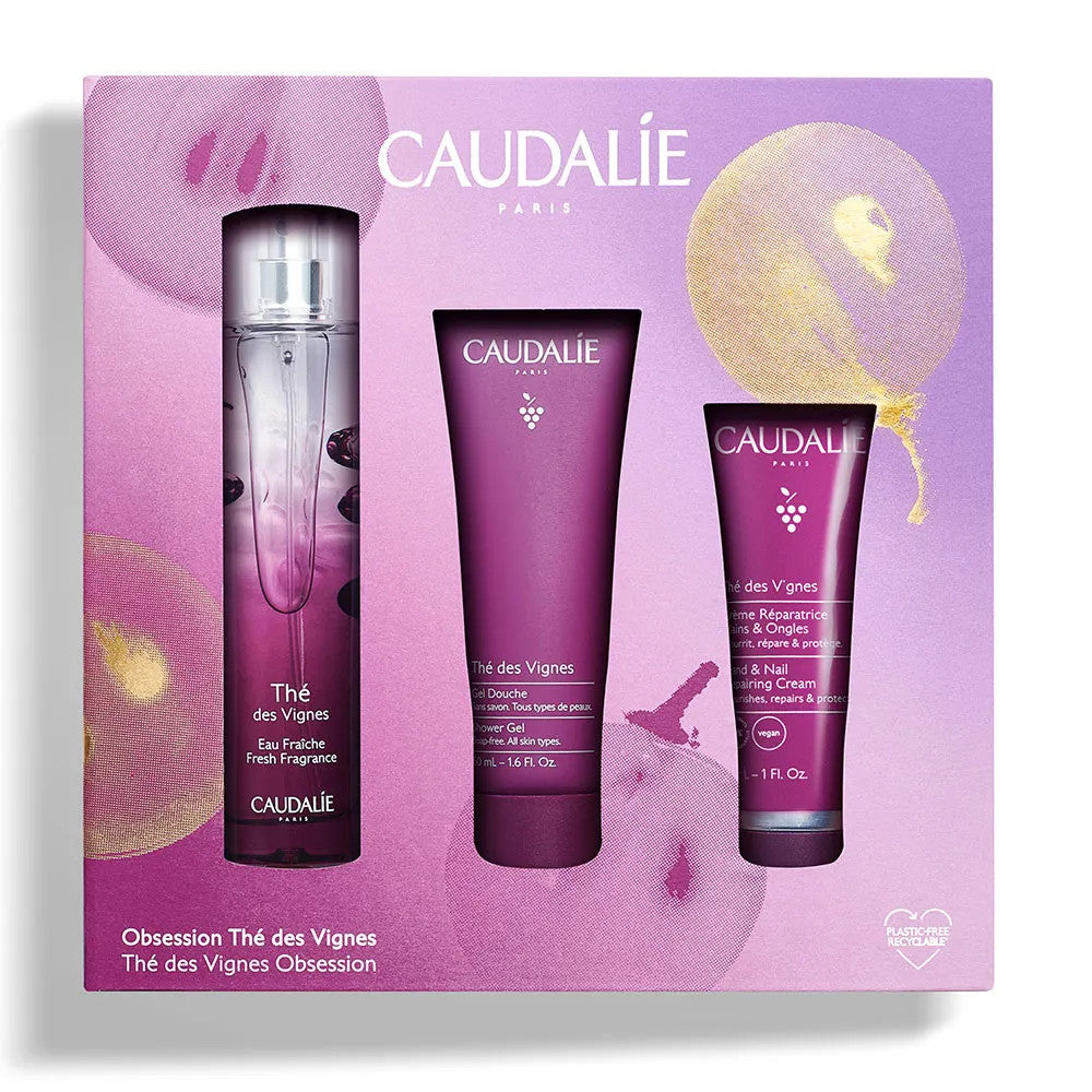 Caudalie The Des Vignes Obsession Coffret with Fresh Fragrance, Shower Gel, and Nourishing Body Lotion - 50ml Each