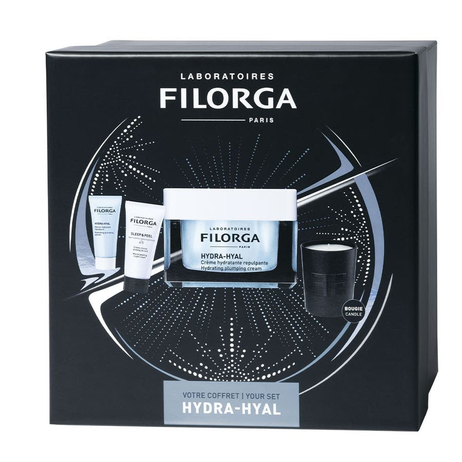 Coffrets cadeaux Filorga Hydra-Hyal avec mini bougie pour peaux déshydratées 