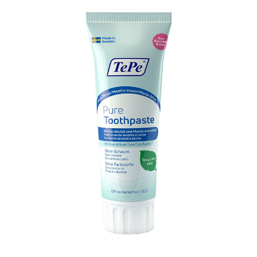 Dentifrice Tepe Pure au fluor, saveur menthe douce, 75 ml (2,53 fl oz) 