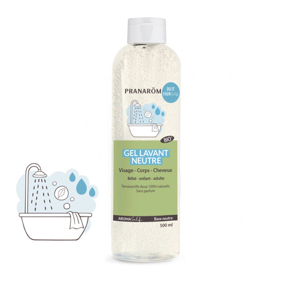 Pranarôm Aromaself Gel Lavant Base Neutre Bioes Face, Body and Hair 500ml (16.91fl oz)