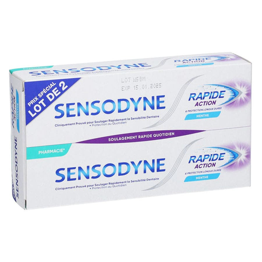 Dentifrice Sensodyne Protection Rapide et Longue Durée 75 ml x2 (2,53 fl oz x2) 