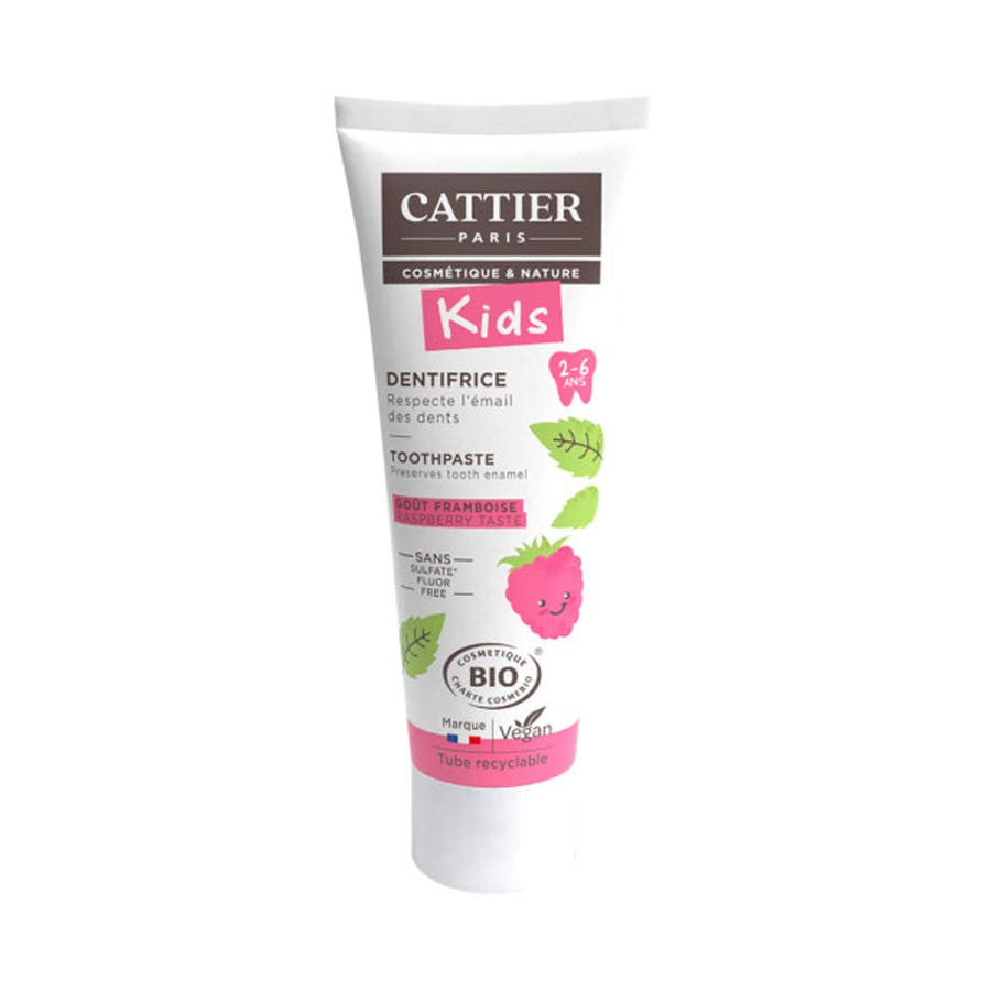 Dentifrice Cattier Kids sans fluor à la framboise 50 ml 