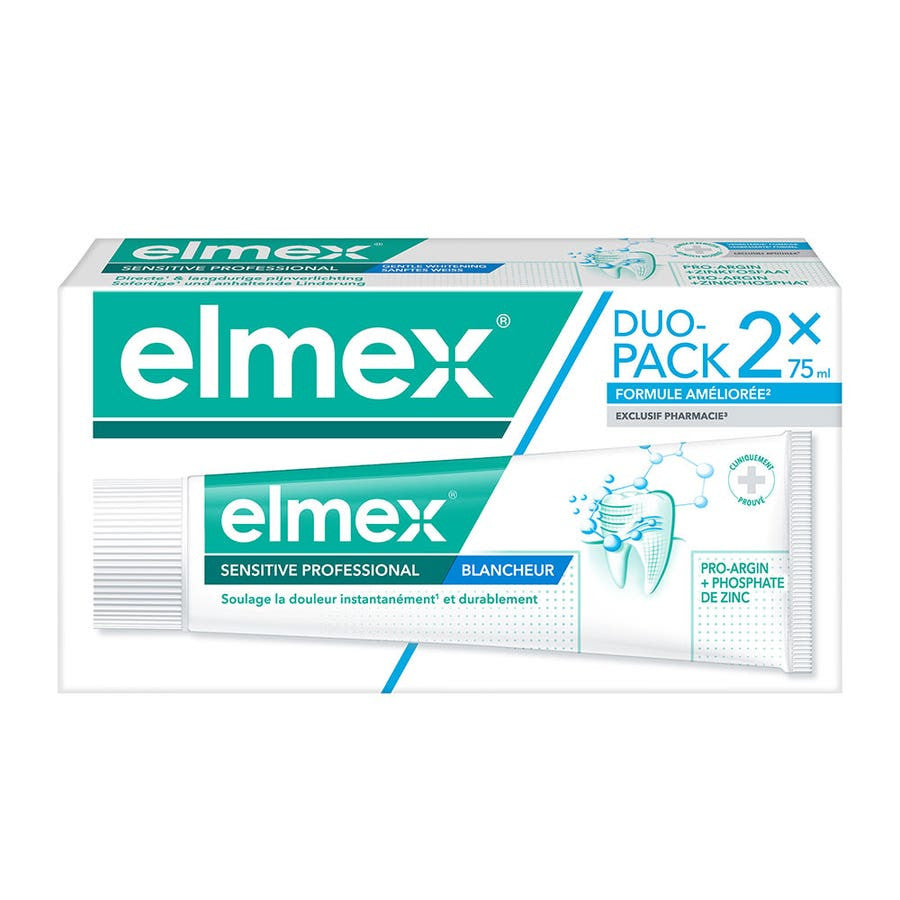 Dentifrice blanchissant professionnel Elmex Sensitive 75 ml x 2 (2,53 fl oz x 2) 