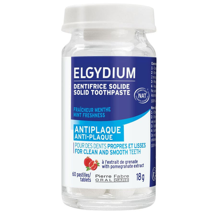 Elgydium Dentifrice Solide Menthe Fraîche 60 comprimés 