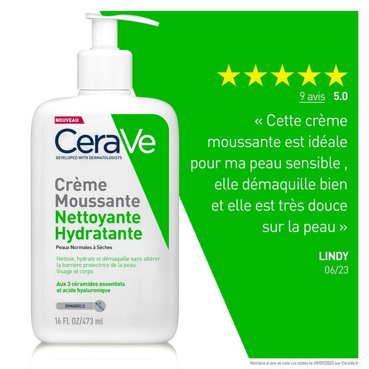 Cerave Face Cleanser Cleasing & Hydrating Foaming Cream Peaux Normales  Sches 473ml (15.99fl oz)