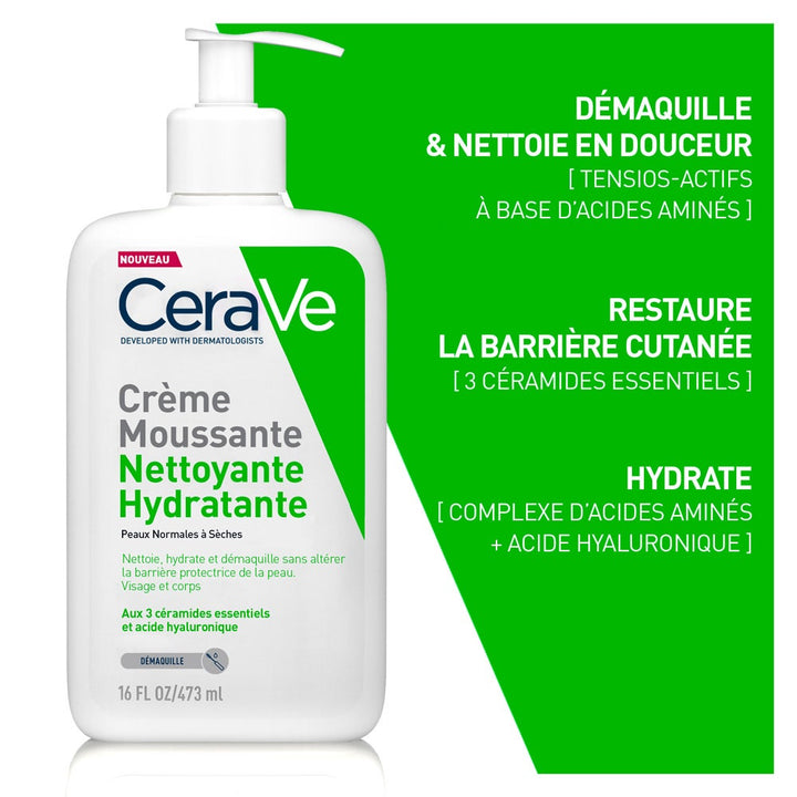 Cerave Face Cleanser Cleasing & Hydrating Foaming Cream Peaux Normales  Sches 473ml (15.99fl oz)