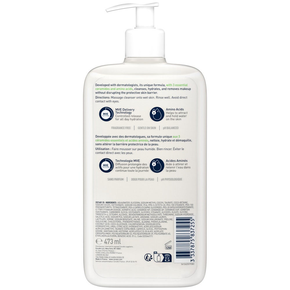 Cerave Face Cleanser Cleasing & Hydrating Foaming Cream Peaux Normales  Sches 473ml (15.99fl oz)
