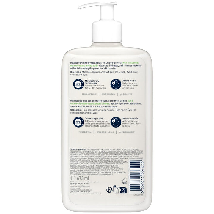 Cerave Face Cleanser Cleasing & Hydrating Foaming Cream Peaux Normales  Sches 473ml (15.99fl oz)