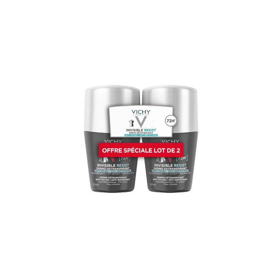 Vichy Man Anti-perspirant Roll On Deodorant 72h Sensitive Skin 50ml x2 (1.69fl oz x2)