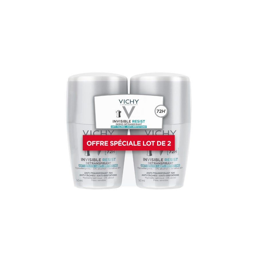 Vichy Deodorants Invisible Resist Détranspirant Anti Irritations 72h 2x 50ml (1.69fl oz)