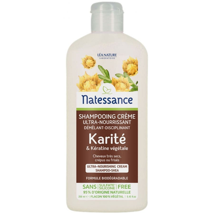 Natessance Shampoing au beurre de karité Cheveux secs à très secs 250 ml (8,45 fl oz) 