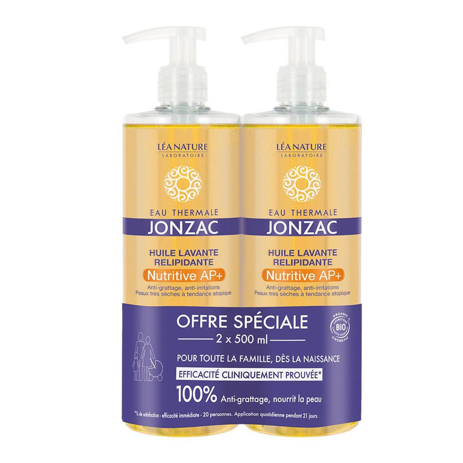 Eau thermale Jonzac Nutritive AP+ Huile Lavante Relipidante 500ml x2 (16.90fl oz x2)