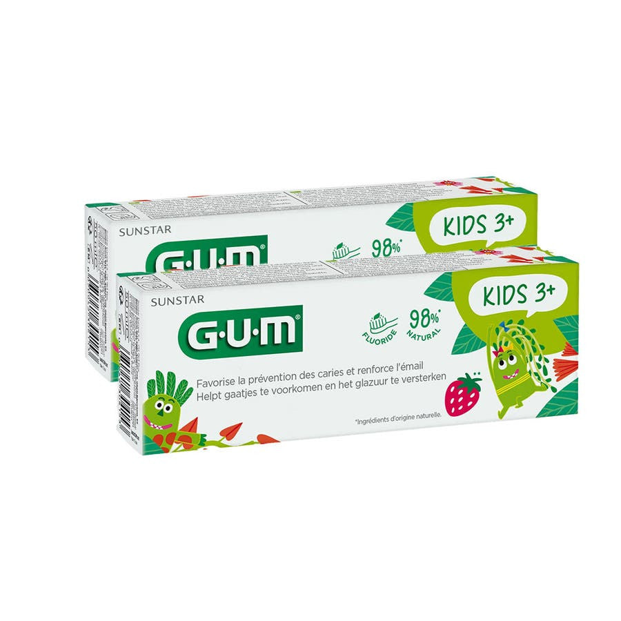 GUM Junior Toothpaste for Kids 3 Years and Older Strawberry Flavor 2x50ml (1.69fl oz)