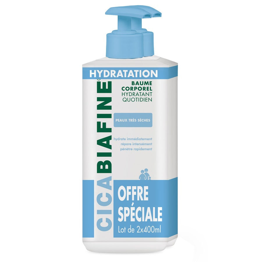 Cicabiafine Baume Corps Hydratant Quotidien Peaux Très Sèches 400 ml x2 (13,52 fl oz x2) 