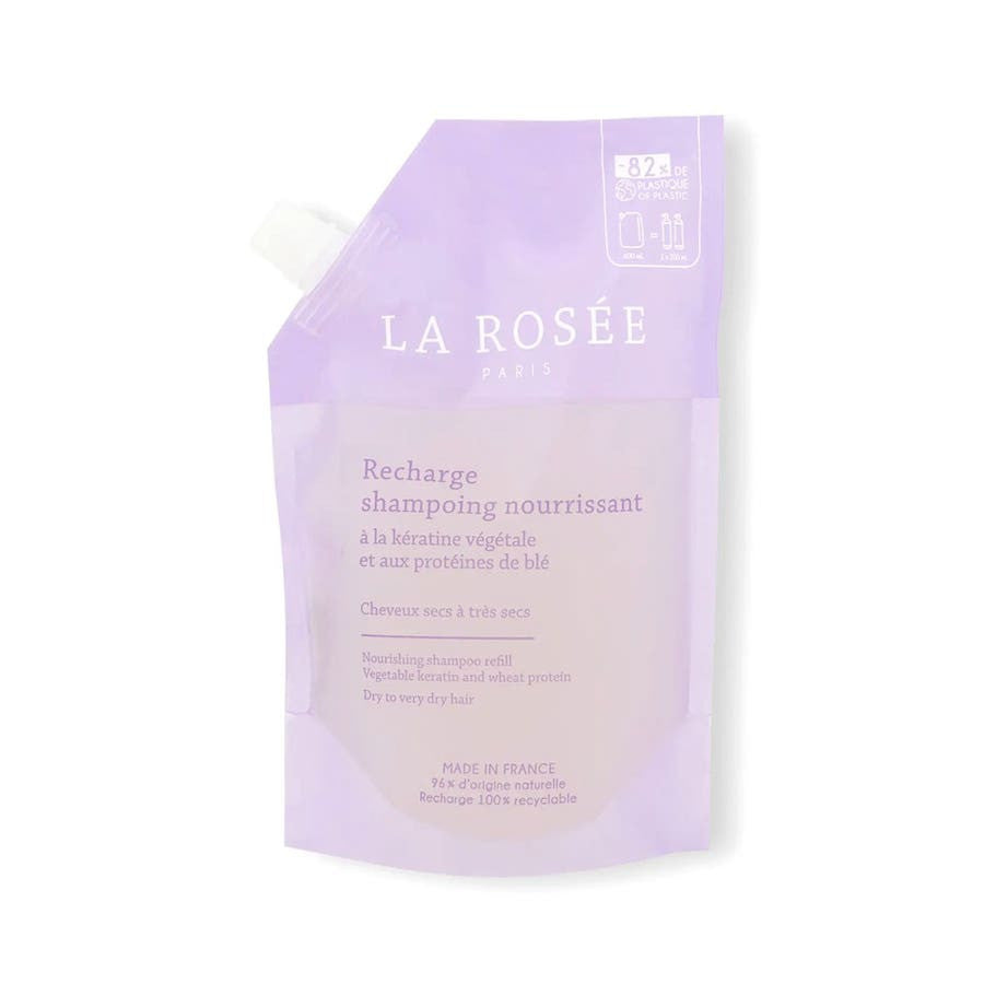 La Rosée Recharge Shampoing Nourrissant à la Kératine Végétale et aux Protéines de Blé 400 ml (13,52 fl oz) 