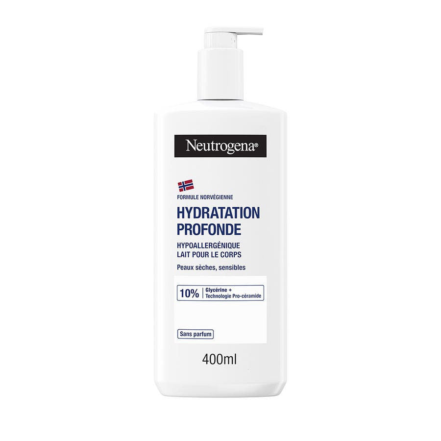 Neutrogena Lait Corporel Hypoallergénique Hydratation Profonde pour Peaux Sèches et Sensibles 400 ml (13,53 fl oz) 