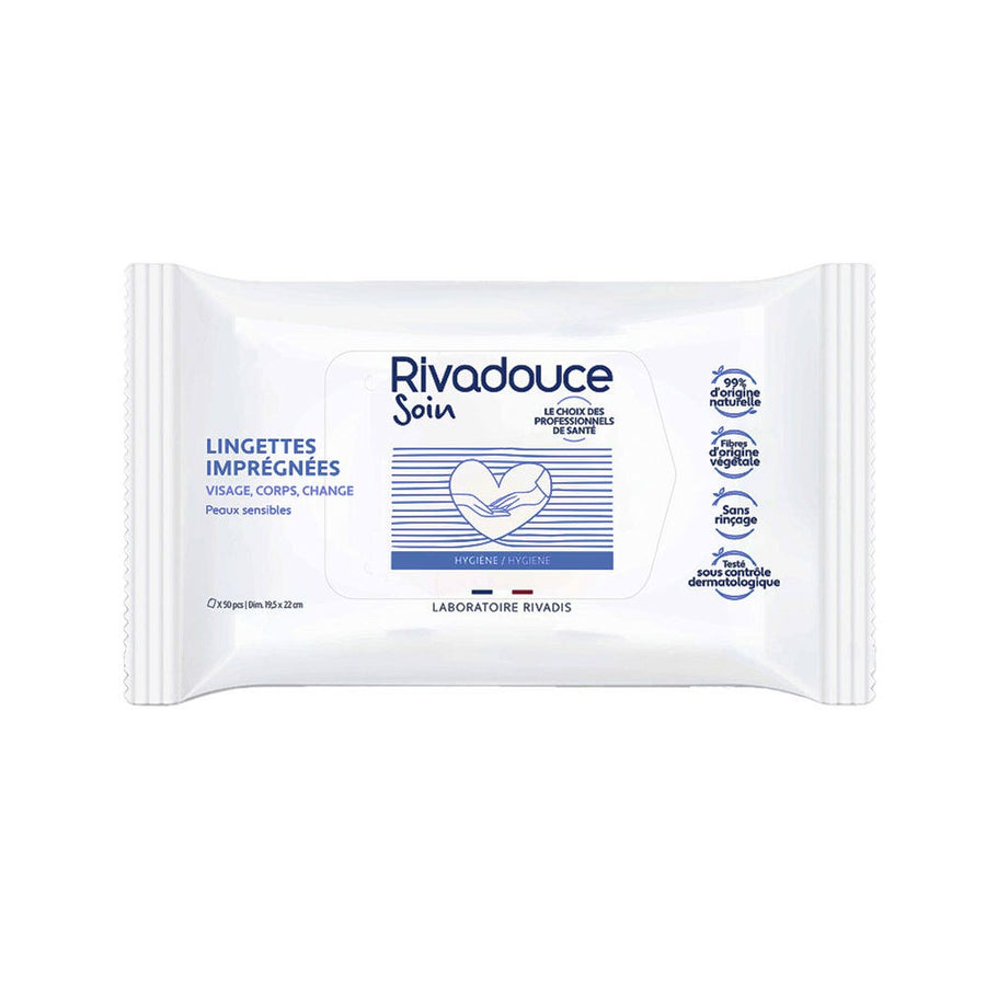 Rivadouce Soin Impregnated Wipes for Face, Body and Nappy Change x50