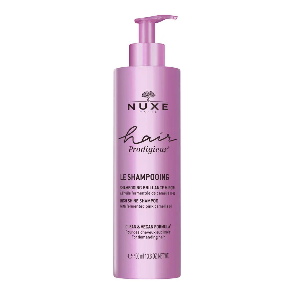 Shampooing Nuxe Hair Prodigieux Brillance Miroir à l'huile de camélia rose fermentée 