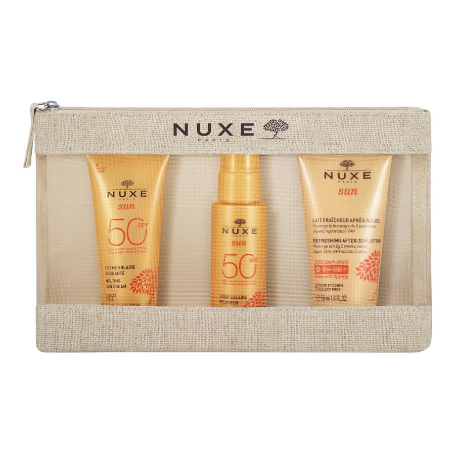 Coffret Essentiels Haute Protection Nuxe Sun avec Crème Visage SPF50, Spray Corps et Lait Après-Soleil 