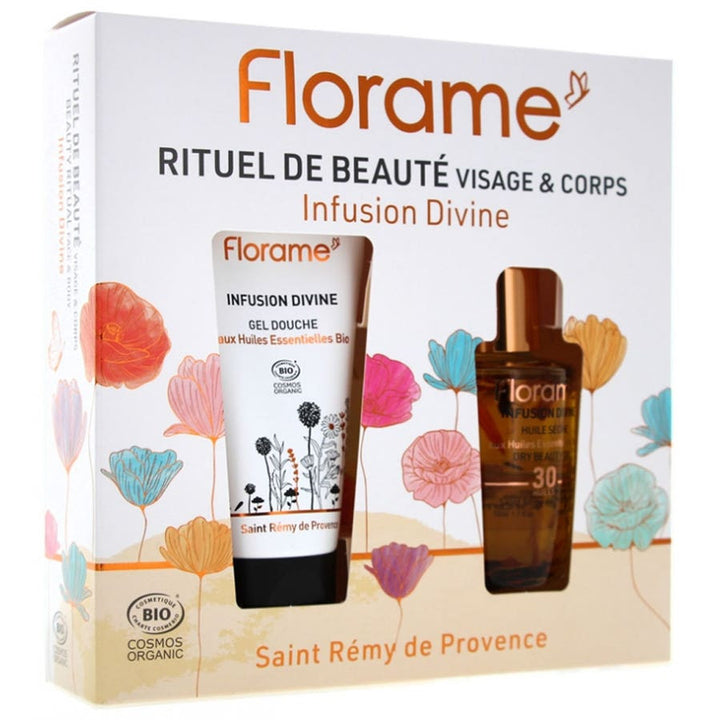 Coffret Florame Infusion Divine Bio - Gel Douche 50 ml &amp; Huile de Soin 50 ml 