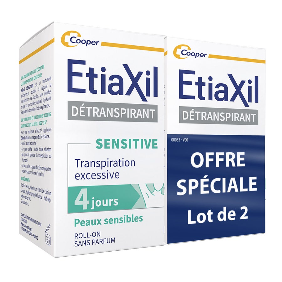 Etiaxil Detranspirants Underarm Roll-on Excessive Sweating Treatment Sensitive Skin 2x 15ml (0.5fl oz)
