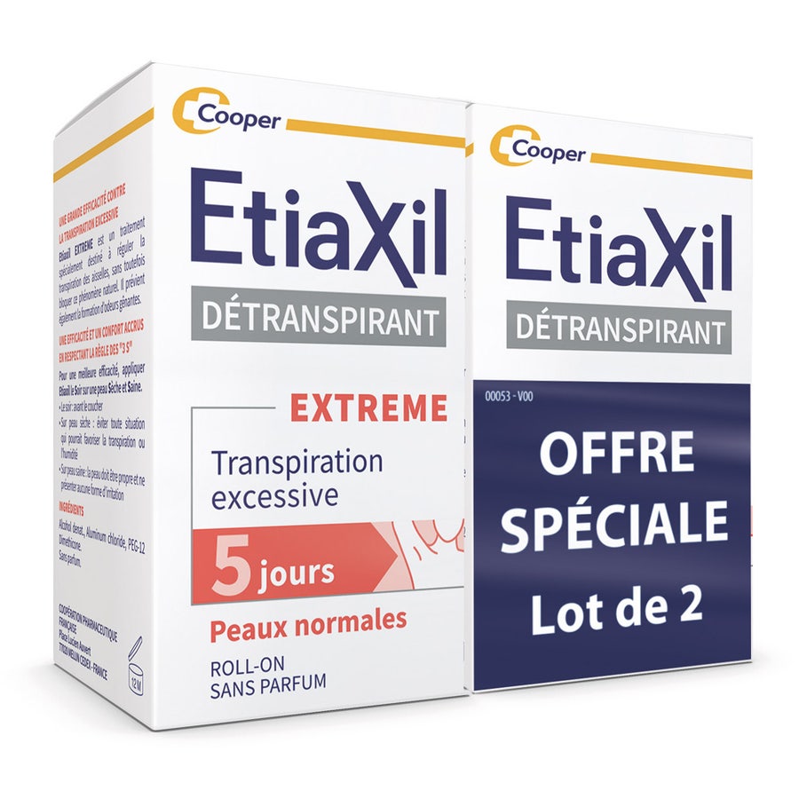 Etiaxil Detranspirants Roll-on Underarm Treatment Excessive Sweating Normal Skin 15ml x2 (0.5fl oz)