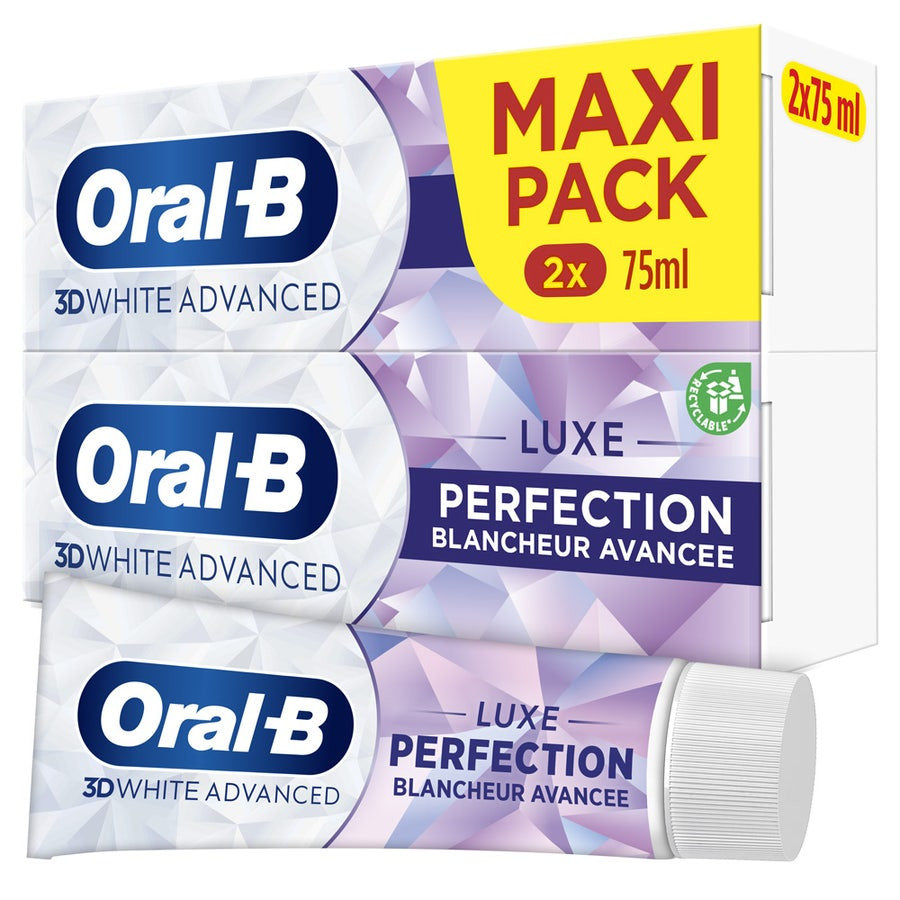 Dentifrice Oral-B 3D White Advanced Luxe Perfection 75 ml x2 (2,53 fl oz x2) 