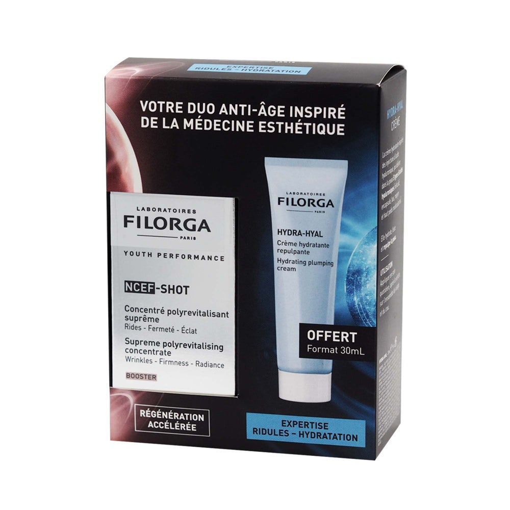 Filorga NCEF-shot Duo Sérum concentré 15 ml (0,50fl oz) + crème hydratante repulpante 30 ml (1,01fl oz)