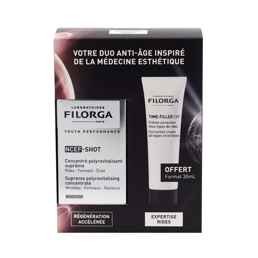 Filorga NCEF-Shot Duo Concentrated Serum 15ml (0.50fl oz) + Time-Filler Cream 5XP 30ml (1.01fl oz)